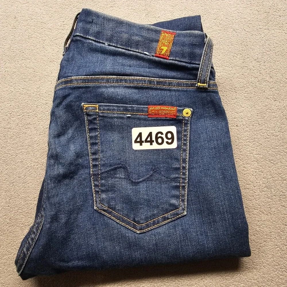 7 For All Mankind Kimmie Straight Leg Jeans Womens 29 Blue b(air) Denim Stretch